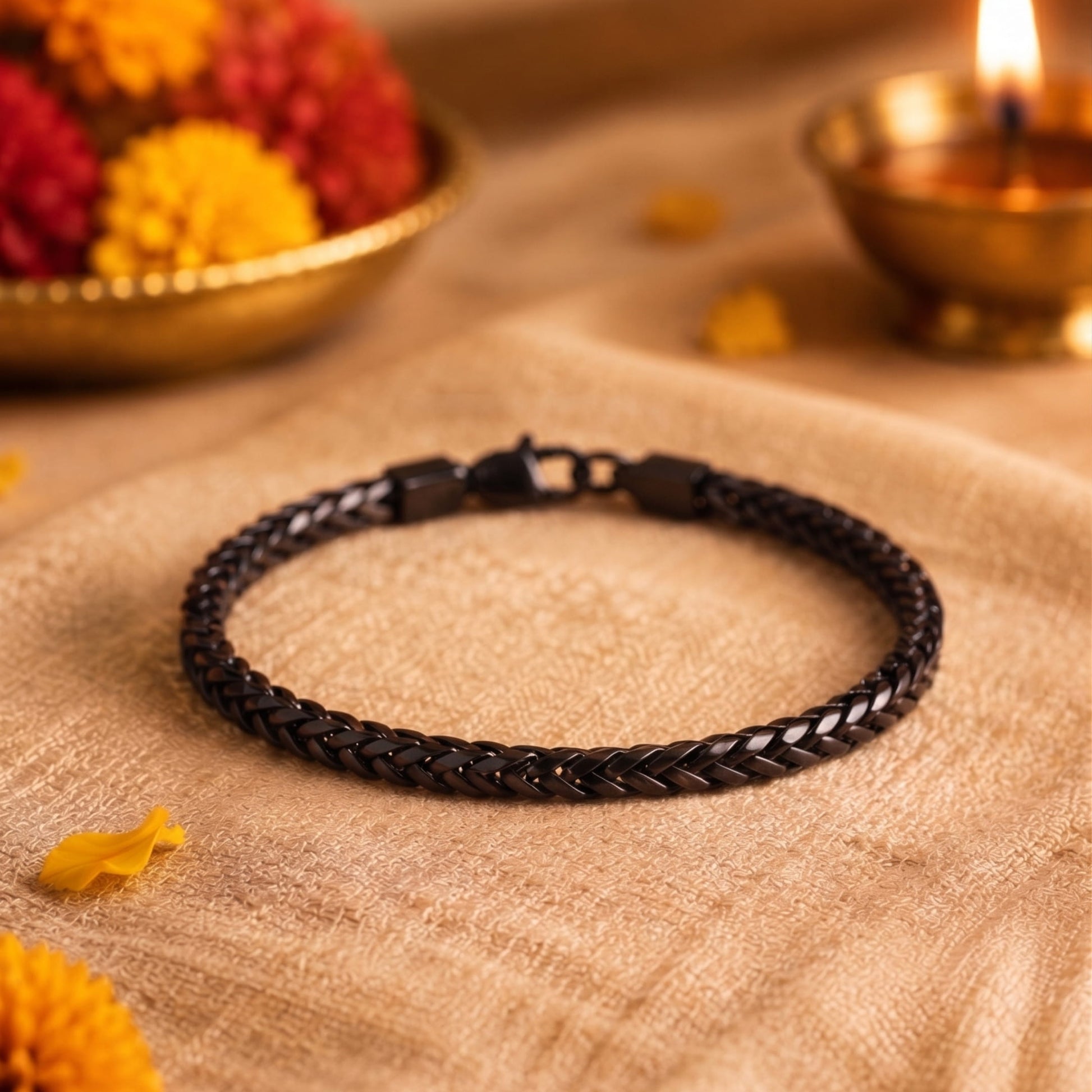 THE MEN THING Leather Bracelet The Perfect Rakhi Gift For Every Brother – TWIN TOUGH Premium Leather Bracelets With Timeless Style (8 Inch)