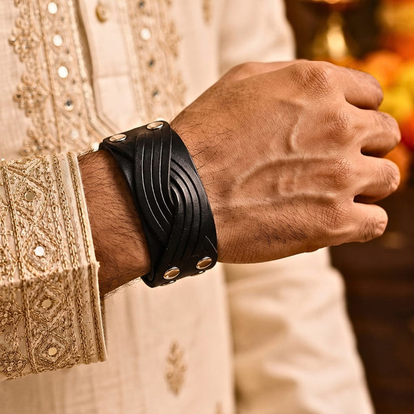 The Perfect Rakhi Gift For Every Brother – TWISTBOUND BLACK - Premium Leather Bracelets With Timeless Style (8inch)