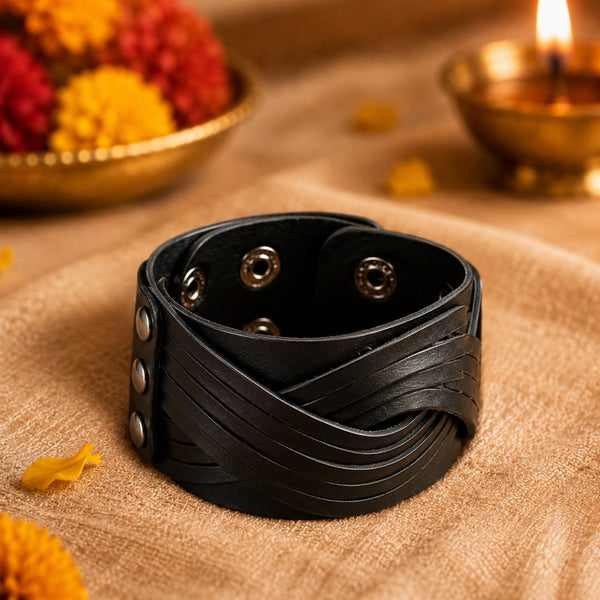 The Perfect Rakhi Gift For Every Brother – TWISTBOUND BLACK - Premium Leather Bracelets With Timeless Style (8inch)
