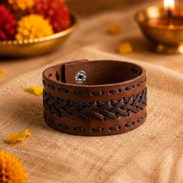 The Perfect Rakhi Gift For Every Brother – VERTEX STRAP BROWN - Premium Leather Bracelets With Timeless Style (8inch)