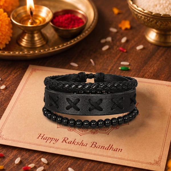 The Perfect Rakhi Gift For Every Brother – X-STITCH BLACK - Leather Adjustable Bracelets With Timeless Style