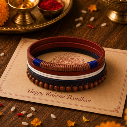 THE MEN THING Leather Bracelet The Perfect Rakhi Gift For Every Brother – ZENITH BAND - Premium Leather Bracelets With Timeless Style (8inch)