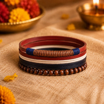 THE MEN THING Leather Bracelet The Perfect Rakhi Gift For Every Brother – ZENITH BAND - Premium Leather Bracelets With Timeless Style (8inch)