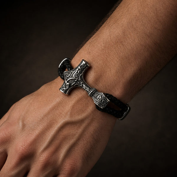 THORLINK -  Genuine Leather Bracelet with Magnetic Buckle for Men & Boy (8 Inch)