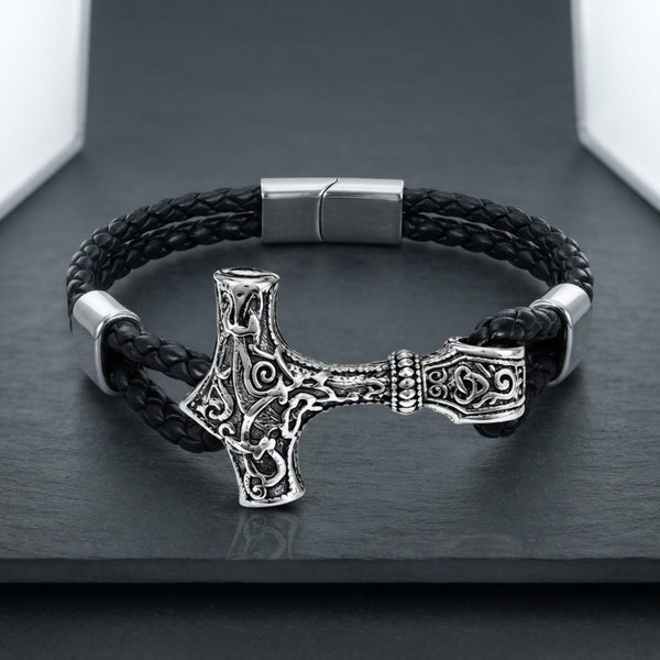 THORLINK -  Genuine Leather Bracelet with Magnetic Buckle for Men & Boy (8 Inch)