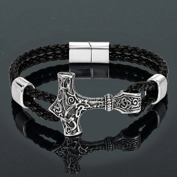 THORLINK -  Genuine Leather Bracelet with Magnetic Buckle for Men & Boy (8 Inch)