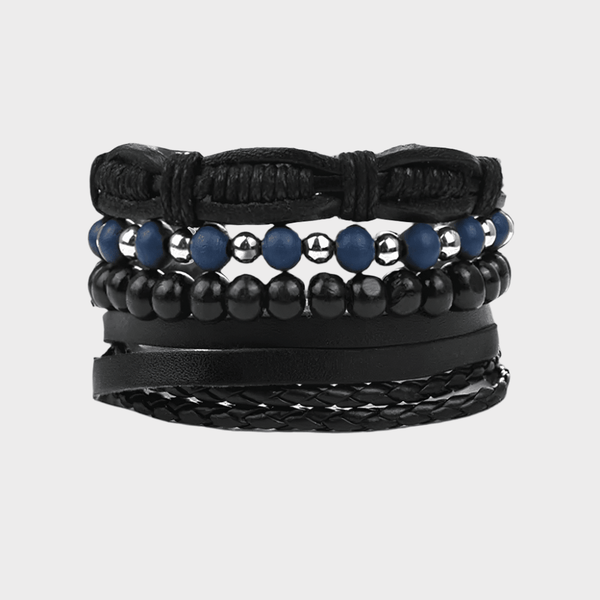 TWILIGHT FORGE - 4 Pcs Genuine Braided Leather Bracelet Set for Men & Boys (8 inch)