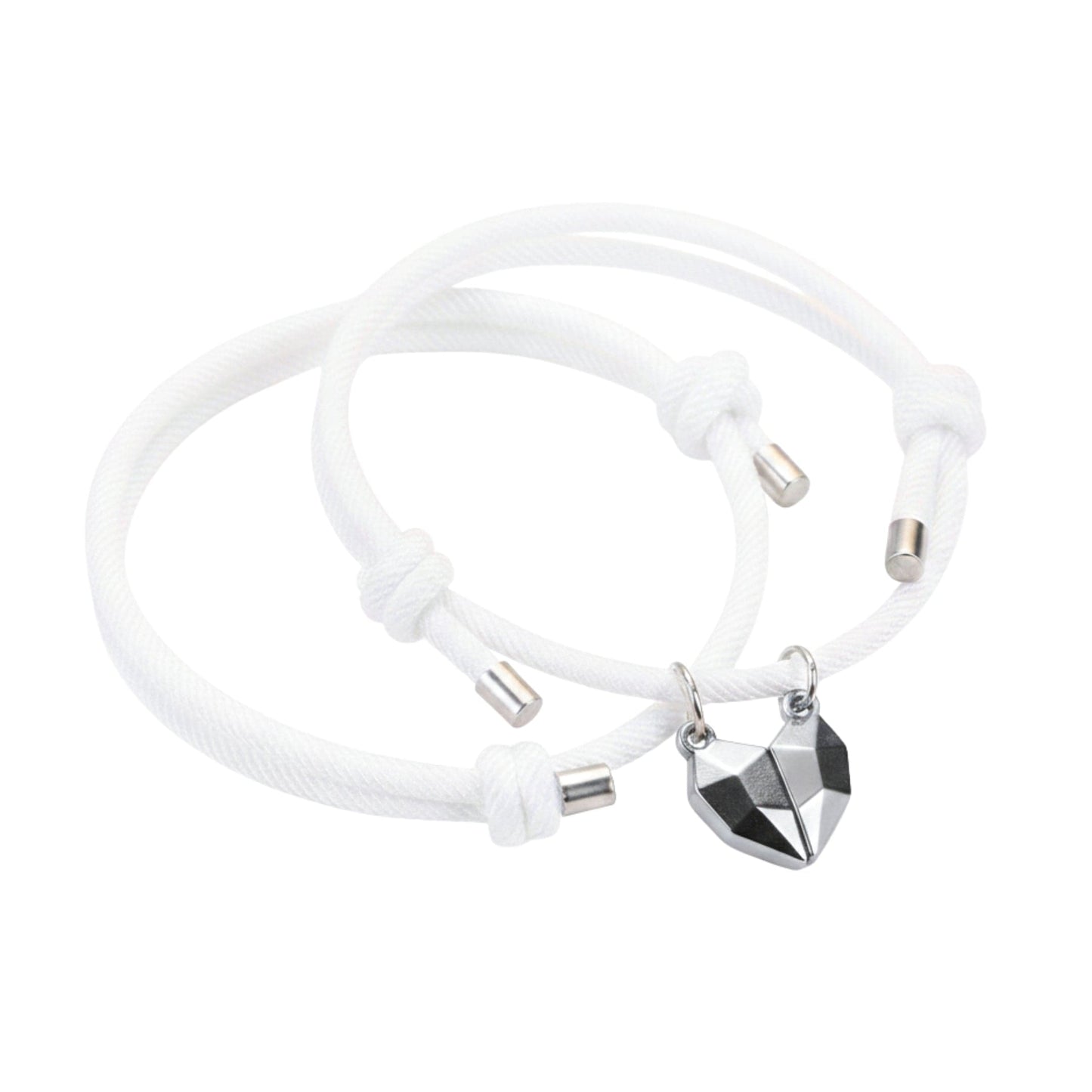 THE MEN THING Leather Bracelet TWIN HEART LINK - Bracelet with Heart Charm for Men and Women Adjustable Couples Rope Bracelet