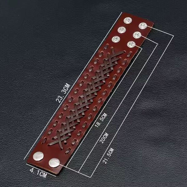 VERTEX STRAP BROWN - Genuine Braided Leather Bracelet Set for Men & Boys (8 inch)