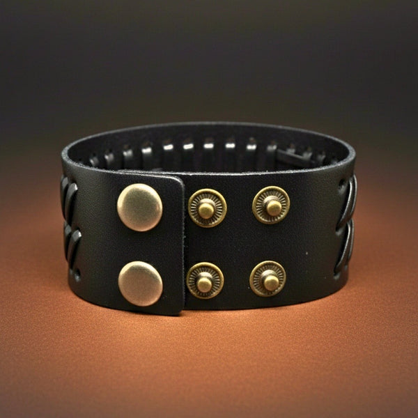 VIKING WEAVE - 35mm Genuine Leather Adjustable Bracelet for Men & Boys (8-8.5-9 inch)