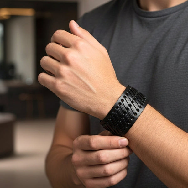 VIKING WEAVE - 35mm Genuine Leather Adjustable Bracelet for Men & Boys (8-8.5-9 inch)