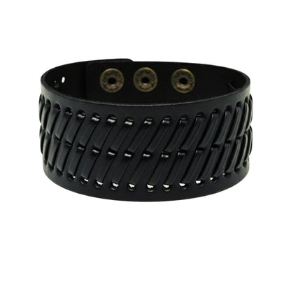 THE MEN THING Leather Bracelet VIKING WEAVE - 35mm Genuine Leather Adjustable Bracelet for Men & Boys (8-8.5-9 inch)