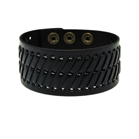 THE MEN THING Leather Bracelet VIKING WEAVE - 35mm Genuine Leather Adjustable Bracelet for Men & Boys (8-8.5-9 inch)