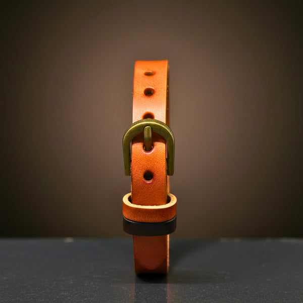 VINTAGE EMBER - 11mm Brown Genuine Leather Adjustable Bracelet for Men & Boys (9 inch)