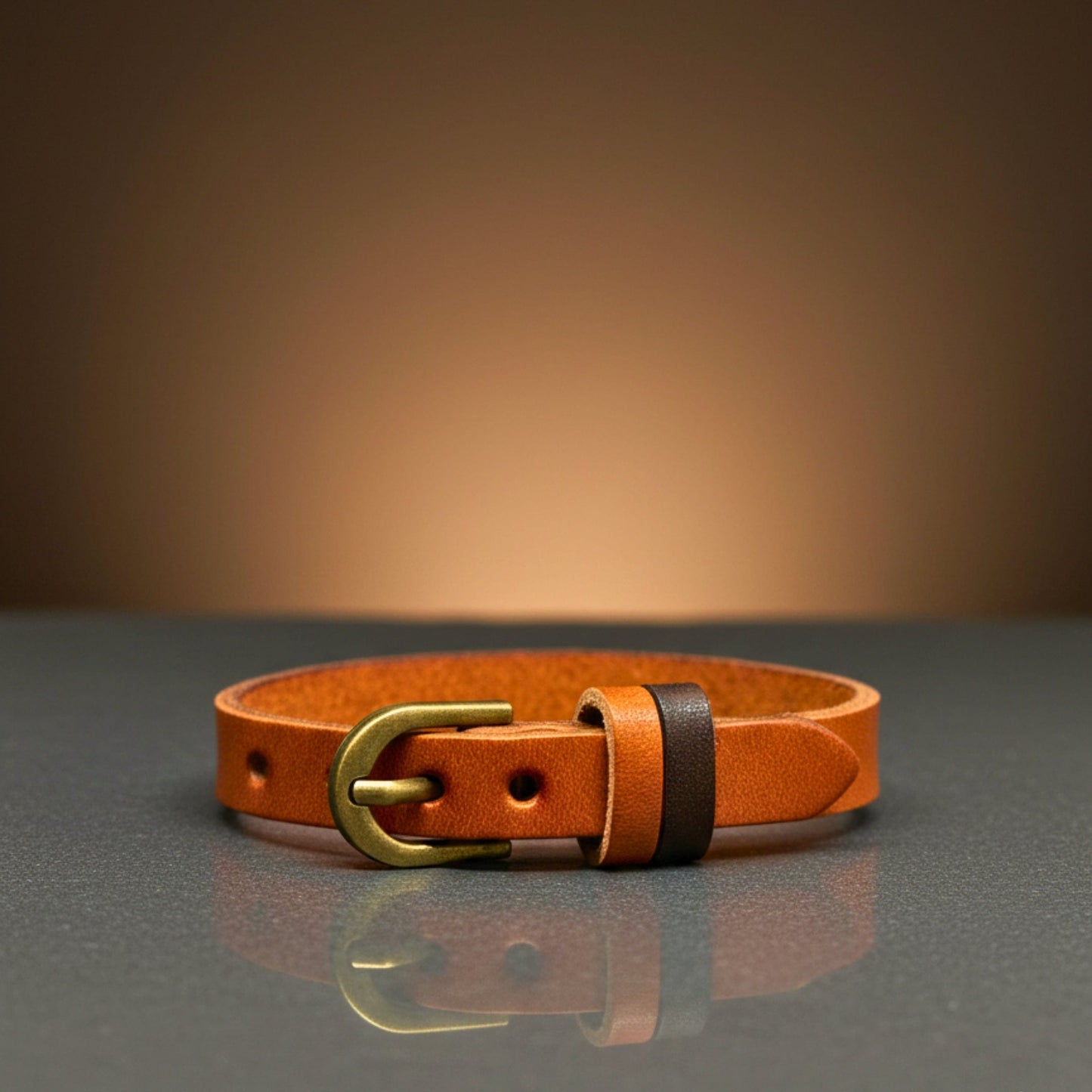 THE MEN THING Leather Bracelet VINTAGE EMBER - 11mm Brown Genuine Leather Adjustable Bracelet for Men & Boys (9 inch)