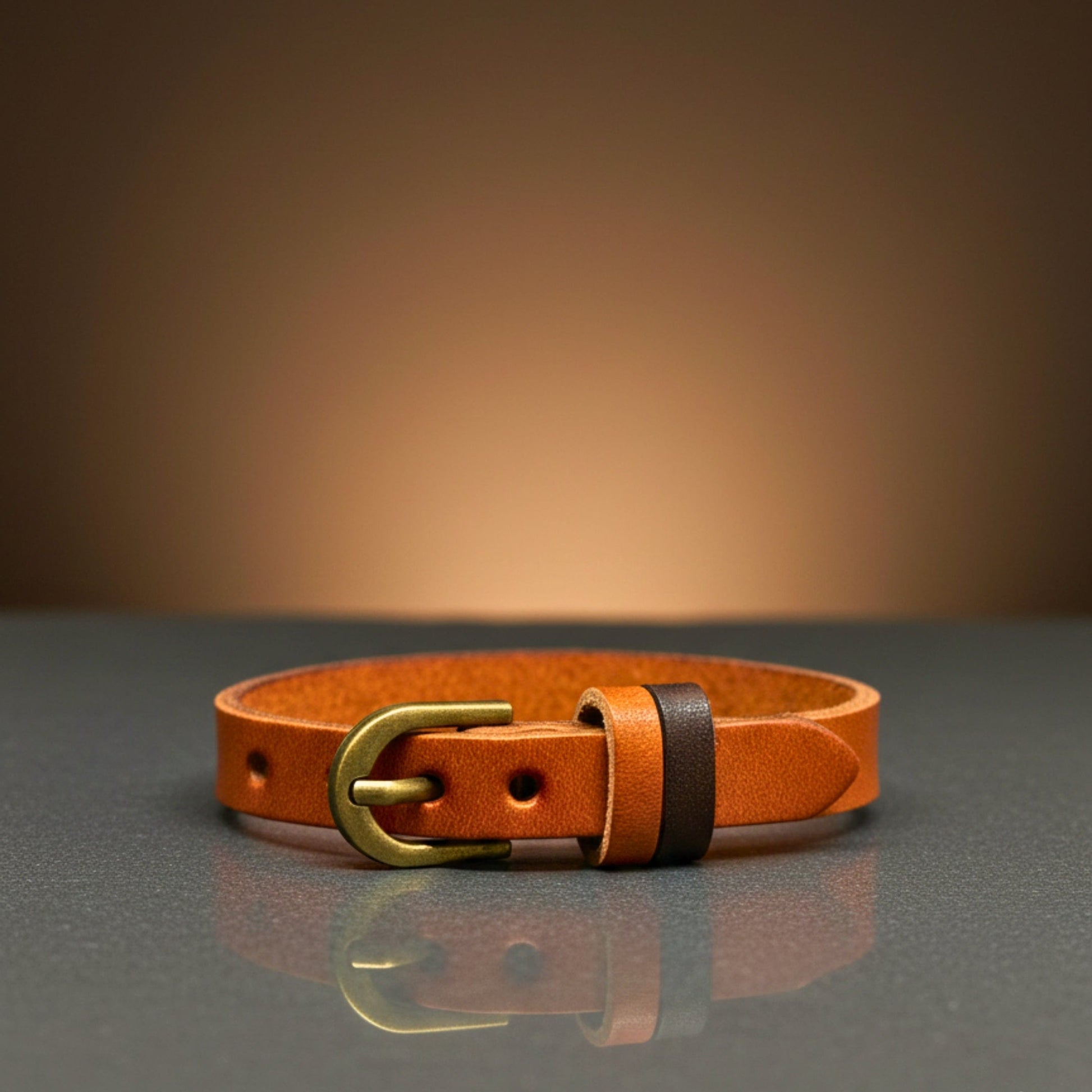 THE MEN THING Leather Bracelet VINTAGE EMBER - 11mm Brown Genuine Leather Adjustable Bracelet for Men & Boys (9 inch)