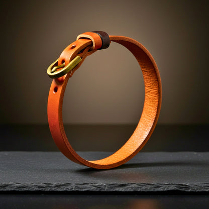 THE MEN THING Leather Bracelet VINTAGE EMBER - 11mm Brown Genuine Leather Adjustable Bracelet for Men & Boys (9 inch)