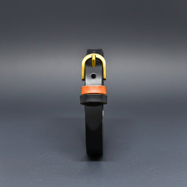 VINTAGE LOOP - 10mm Black Genuine Leather Adjustable Bracelet for Men & Boys (8.8 inch)