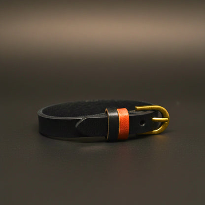 THE MEN THING Leather Bracelet VINTAGE LOOP - 10mm Black Genuine Leather Adjustable Bracelet for Men & Boys (9.8 inch)