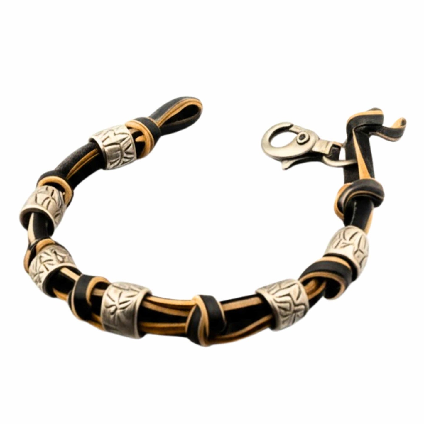 THE MEN THING Leather Bracelet VINTAGE NOVA - Genuine Leather Braided Bracelet with Lobster Clasp for Men & Boys (8 inch)