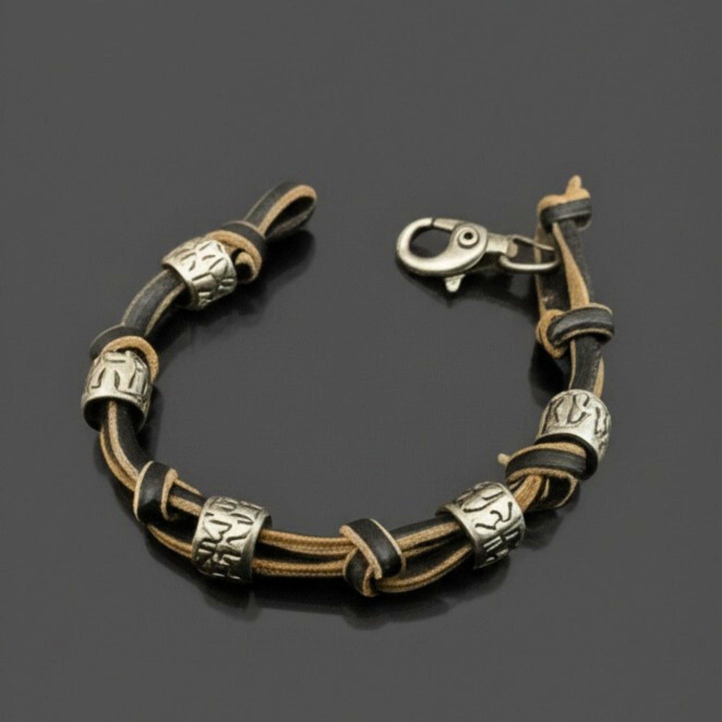 THE MEN THING Leather Bracelet VINTAGE NOVA - Genuine Leather Braided Bracelet with Lobster Clasp for Men & Boys (8 inch)