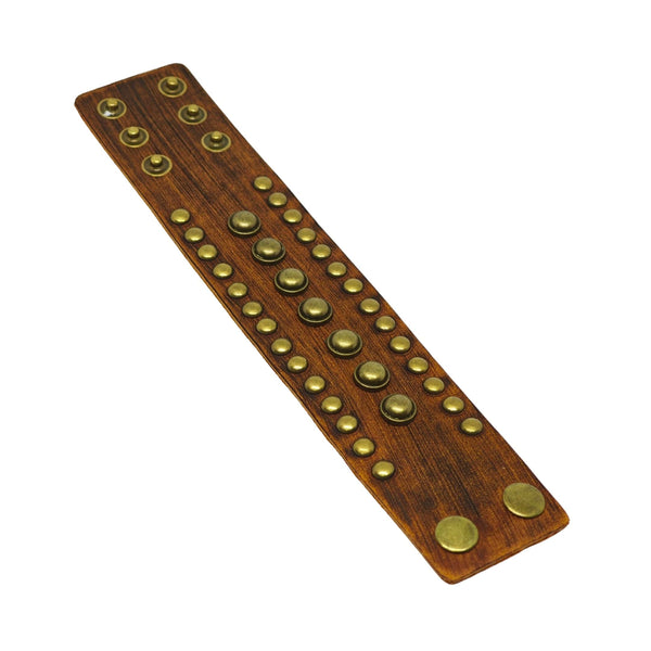 VINTAGE VALOR - 40.7mm Brown Genuine Leather Adjustable Bracelet for Men & Boys (9.3 inch)