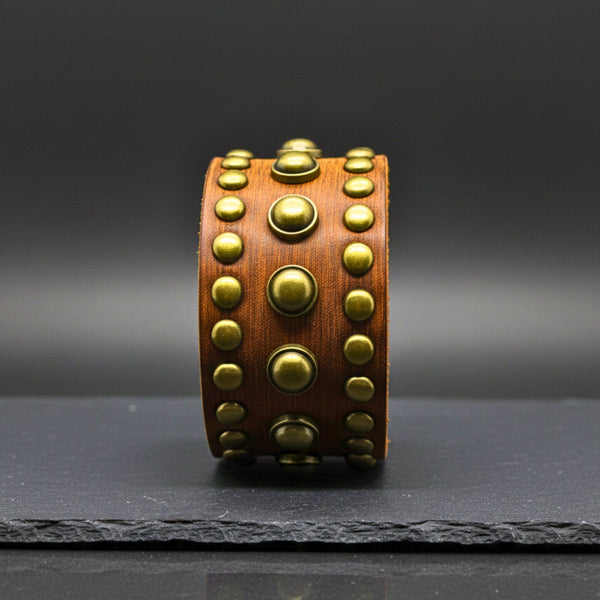 VINTAGE VALOR - 40.7mm Brown Genuine Leather Adjustable Bracelet for Men & Boys (9.3 inch)