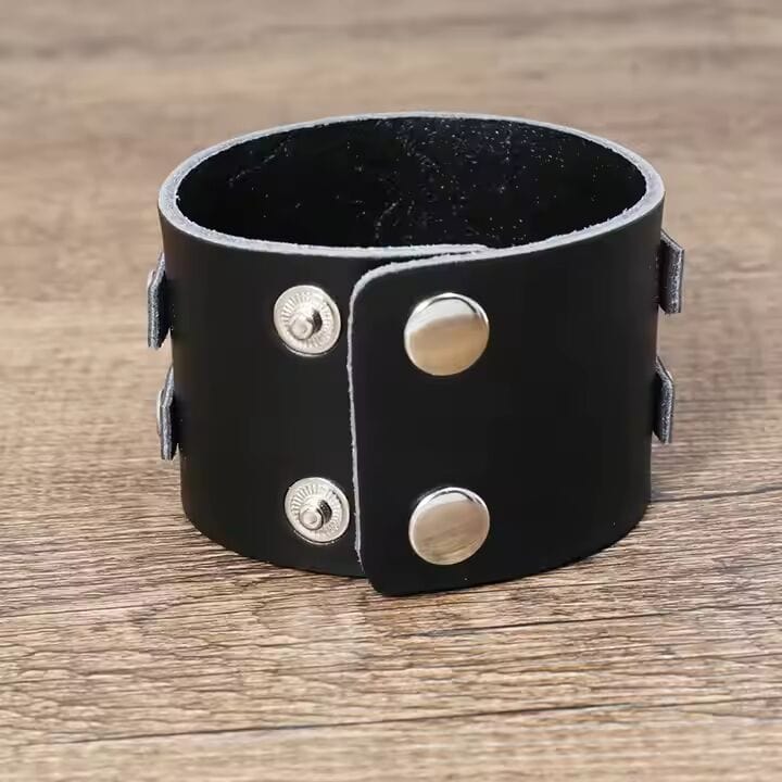 THE MEN THING Leather Bracelet WARFORGE BLACK BAND - Genuine Braided Leather Bracelet Set for Men & Boys (8 inch)