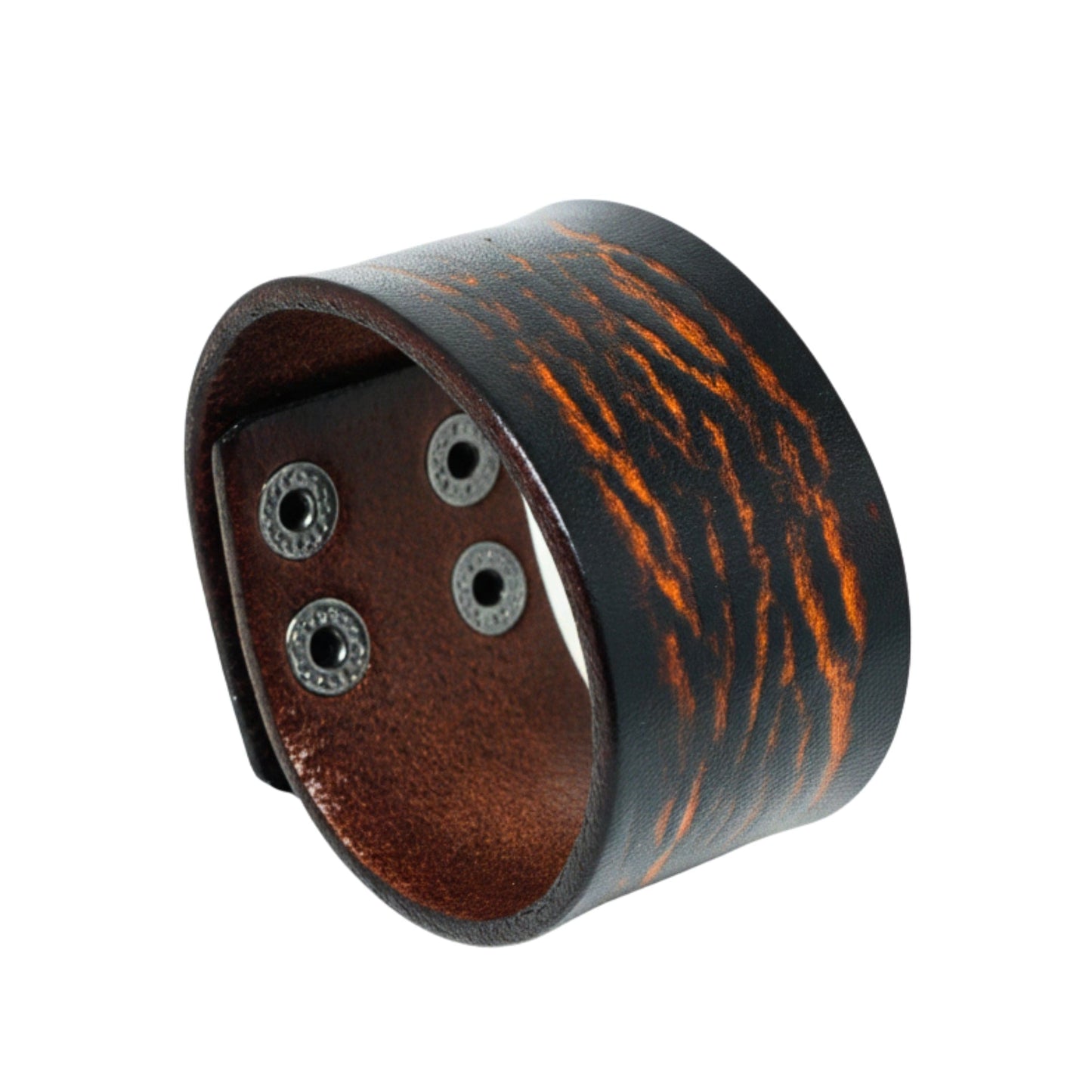 THE MEN THING Leather Bracelet WILD FLAME - 40mm Brown Genuine Leather Adjustable Bracelet for Men & Boys (9 inch)