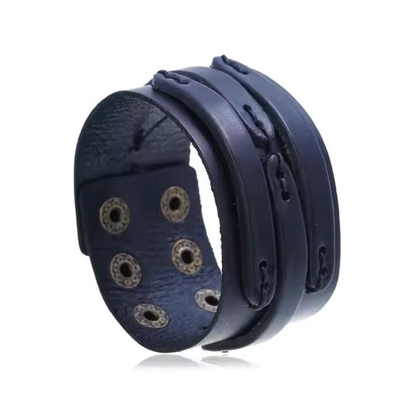 WILDFIRE WRAP BLACK - Genuine Braided Leather Bracelet Set for Men & Boys (8 inch)