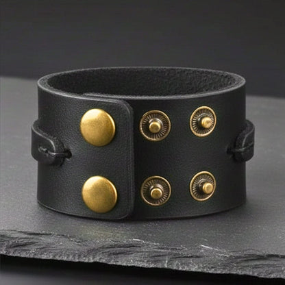 THE MEN THING Leather Bracelet WILDFIRE WRAP BLACK - Genuine Braided Leather Bracelet Set for Men & Boys (8 inch)