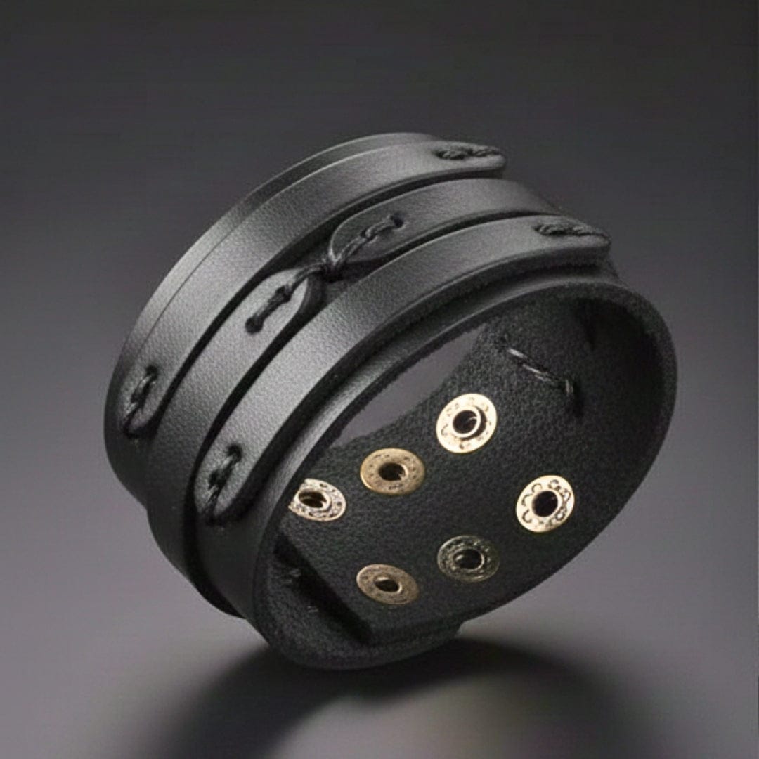 THE MEN THING Leather Bracelet WILDFIRE WRAP BLACK - Genuine Braided Leather Bracelet Set for Men & Boys (8 inch)