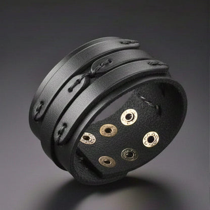 THE MEN THING Leather Bracelet WILDFIRE WRAP BLACK - Genuine Braided Leather Bracelet Set for Men & Boys (8 inch)