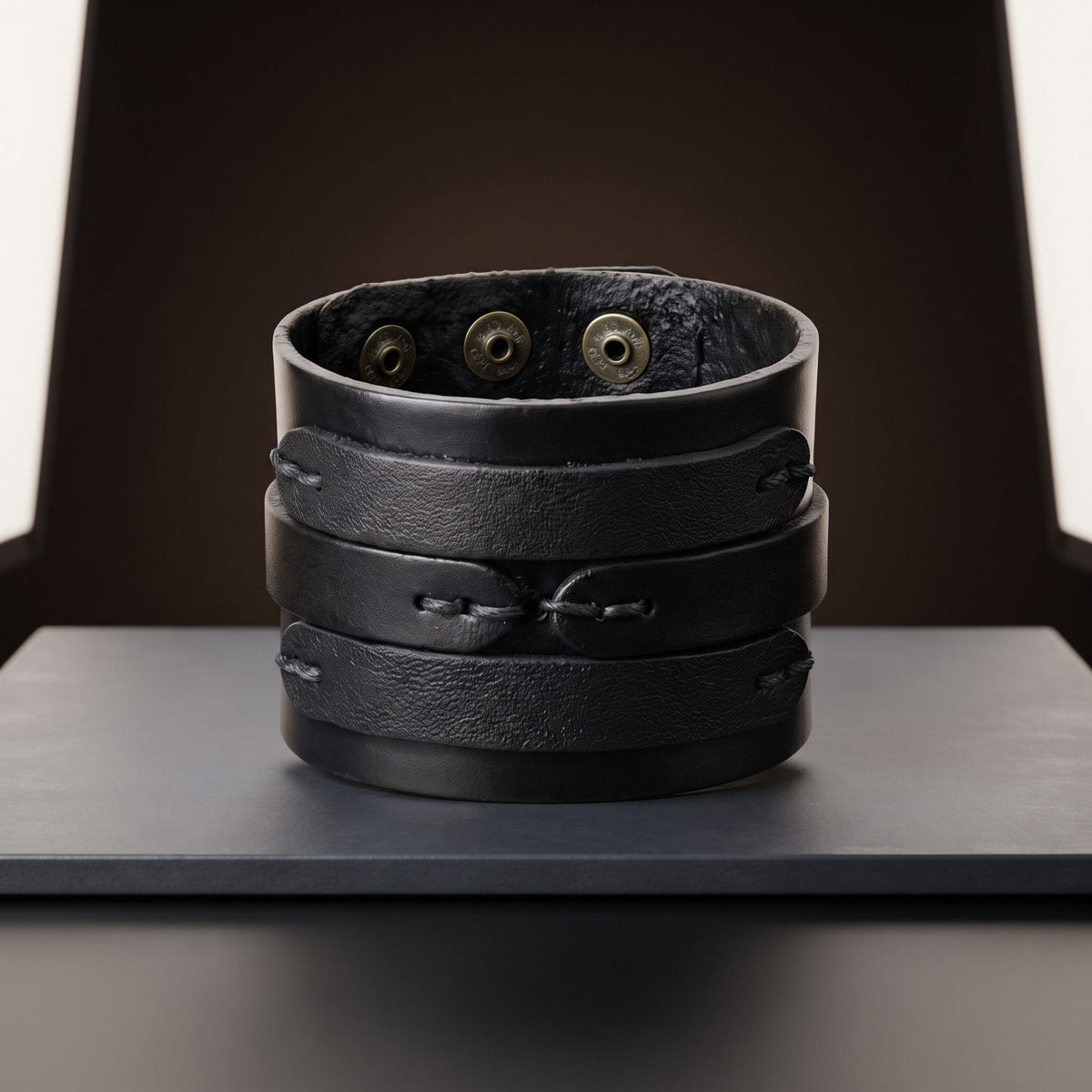 THE MEN THING Leather Bracelet WILDFIRE WRAP BLACK - Genuine Braided Leather Bracelet Set for Men & Boys (8 inch)