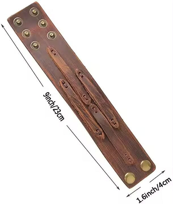 WILDFIRE WRAP BROWN - Genuine Braided Leather Bracelet Set for Men & Boys (8 inch)