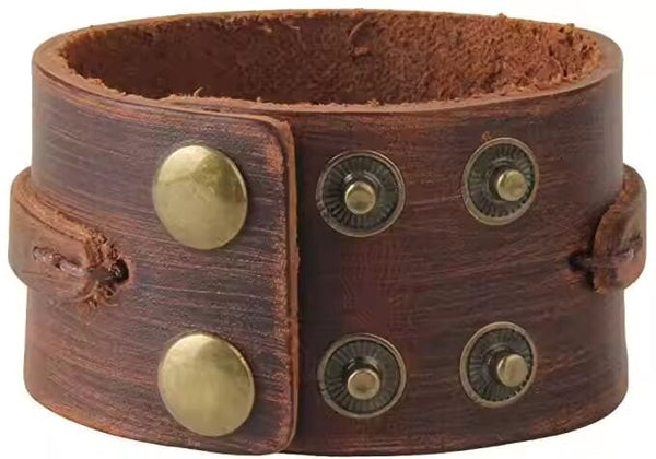 WILDFIRE WRAP BROWN - Genuine Braided Leather Bracelet Set for Men & Boys (8 inch)