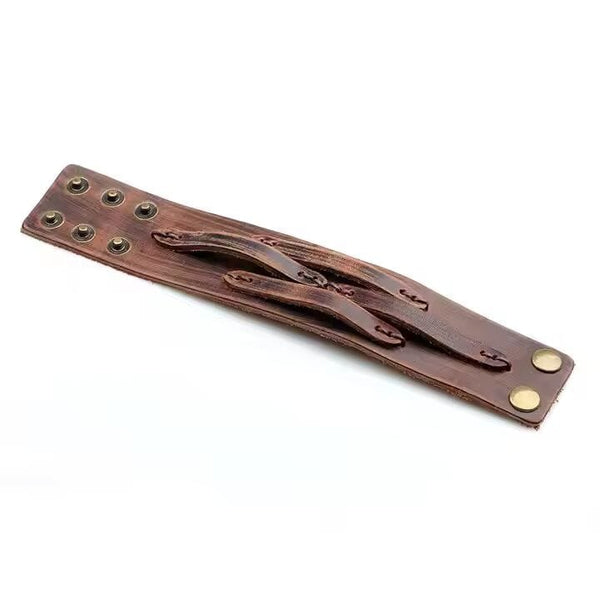 WILDFIRE WRAP BROWN - Genuine Braided Leather Bracelet Set for Men & Boys (8 inch)