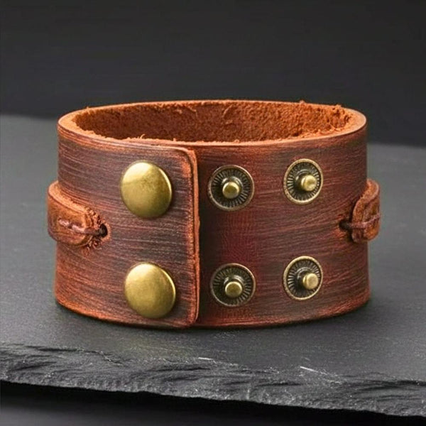 WILDFIRE WRAP BROWN - Genuine Braided Leather Bracelet Set for Men & Boys (8 inch)