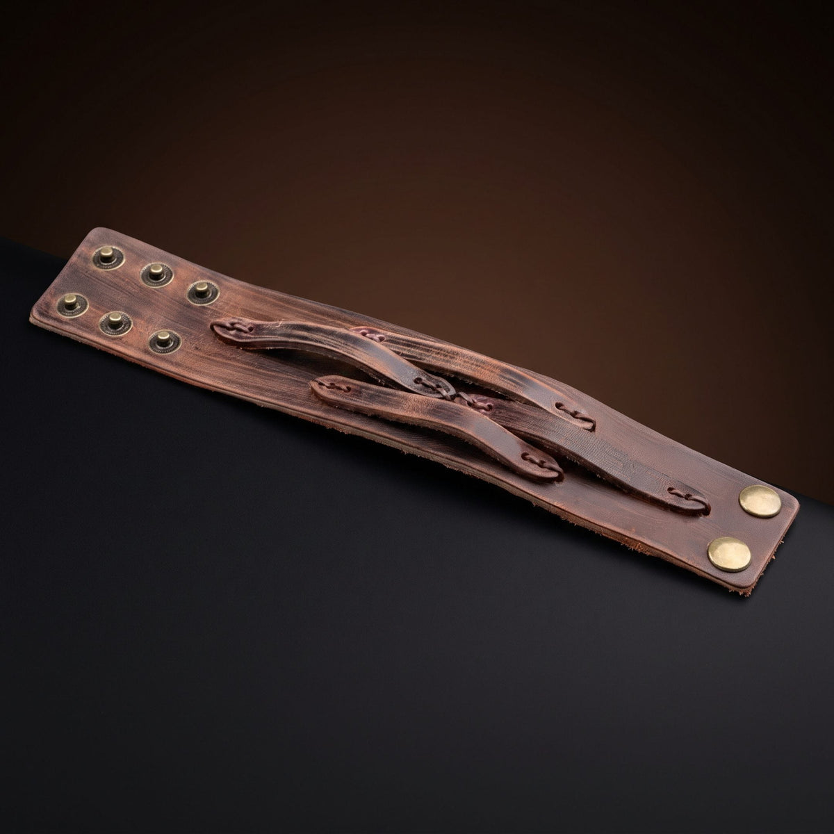 THE MEN THING Leather Bracelet WILDFIRE WRAP BROWN - Genuine Braided Leather Bracelet Set for Men & Boys (8 inch)