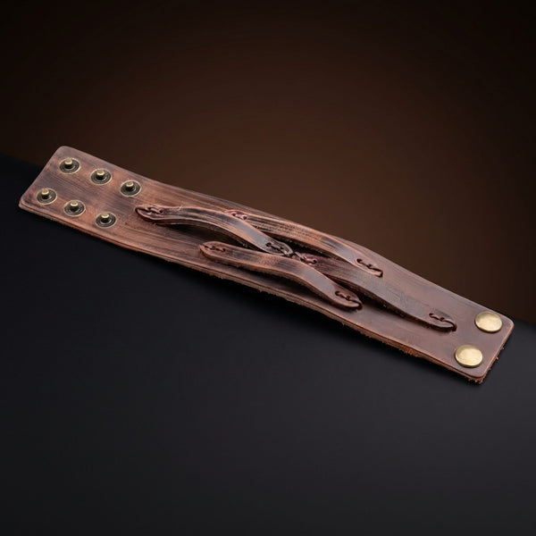 WILDFIRE WRAP BROWN - Genuine Braided Leather Bracelet Set for Men & Boys (8 inch)