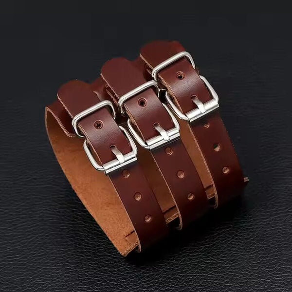 WRAITHBINDER BROWN - Genuine Braided Leather Bracelet Set for Men & Boys (8inch)