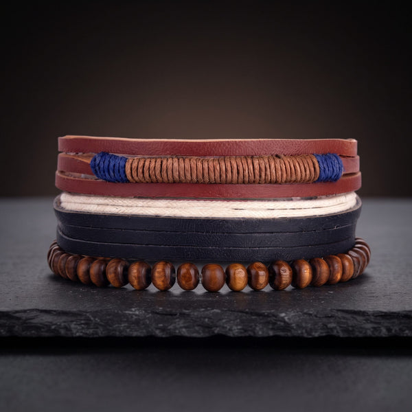 ZENITH BAND - Genuine Braided Leather Bracelet Set for Men & Boys (8 inch)