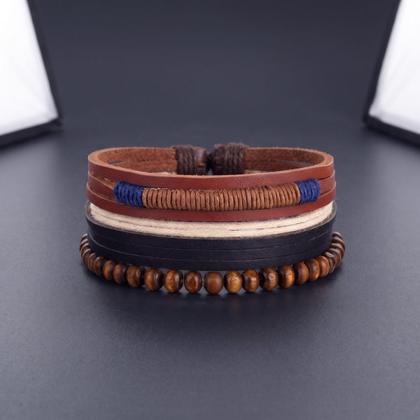 ZENITH BAND - Genuine Braided Leather Bracelet Set for Men & Boys (8 inch)