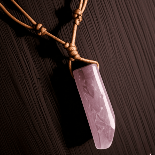 AIKO CRYSTAL PENDANT - Natural Crystal Unshaped Pendant with Adjustable Rope Chain for Men and Boys