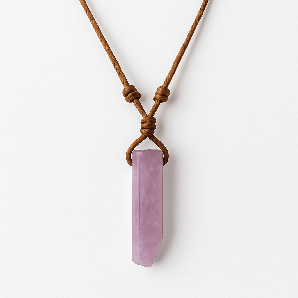 Leather Necklace Mens Rose Quartz Necklace AIKO CRYSTAL PENDANT