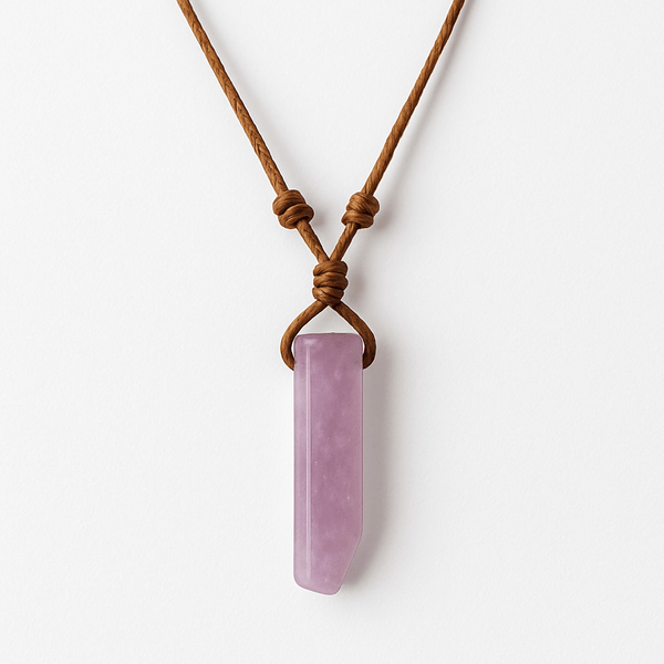 AIKO CRYSTAL PENDANT - Natural Crystal Unshaped Pendant with Adjustable Rope Chain for Men and Boys