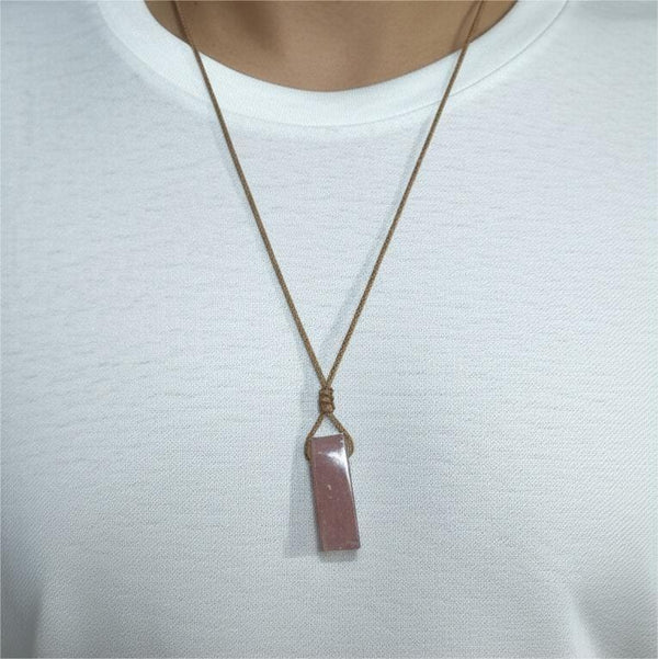 AIKO CRYSTAL PENDANT - Natural Crystal Unshaped Pendant with Adjustable Rope Chain for Men and Boys
