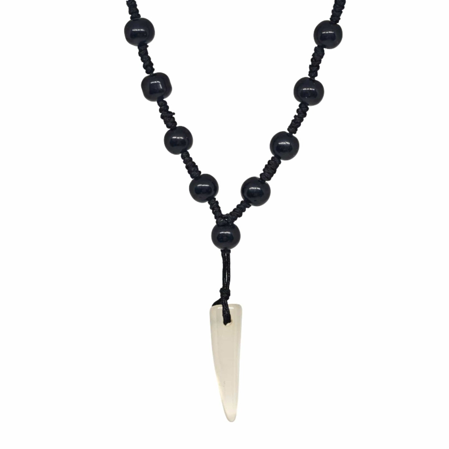 THE MEN THING Leather Necklace ALPHA FANG – 1-Inch Natural Crystal Pendant with 24-Inch Leather Rope for Men & Boys