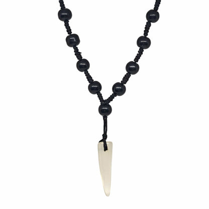 THE MEN THING Leather Necklace ALPHA FANG – 1-Inch Natural Crystal Pendant with 24-Inch Leather Rope for Men & Boys