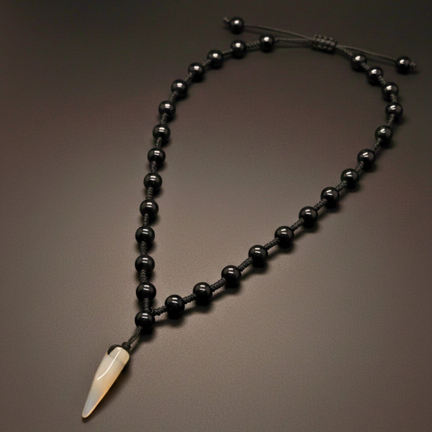 THE MEN THING Leather Necklace ALPHA FANG – 1-Inch Natural Crystal Pendant with 24-Inch Leather Rope for Men & Boys